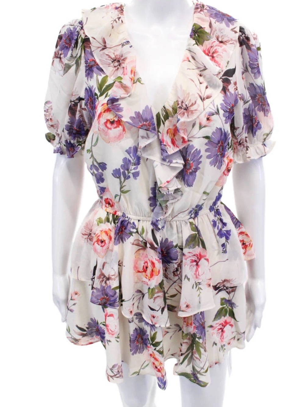 Yumi Kim $198 Womens Textured Vneck Floral Joy Ride Ivory Reese Dress Size S EUC